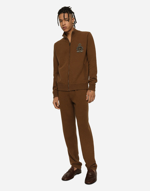 ZIP-UP SWEATSHIRT WITH WOOL AND CASHMERE KNIT PATCH DG