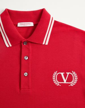 Polo In Piquet Di Cotone Con Ricamo Maison Valentino