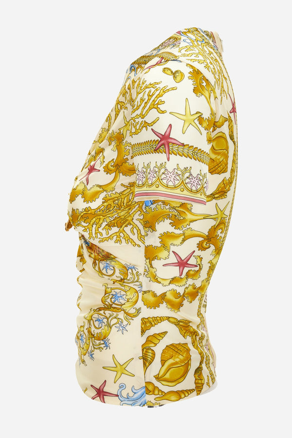Blouse In Underwater Barocco Foulard On Responsible Viscose Liquid Jersey