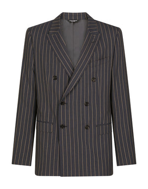 DOUBLE-BREASTED PINSTRIPE WOOL MARTINI-FIT JACKET