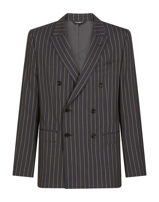 DOUBLE-BREASTED PINSTRIPE WOOL MARTINI-FIT JACKET