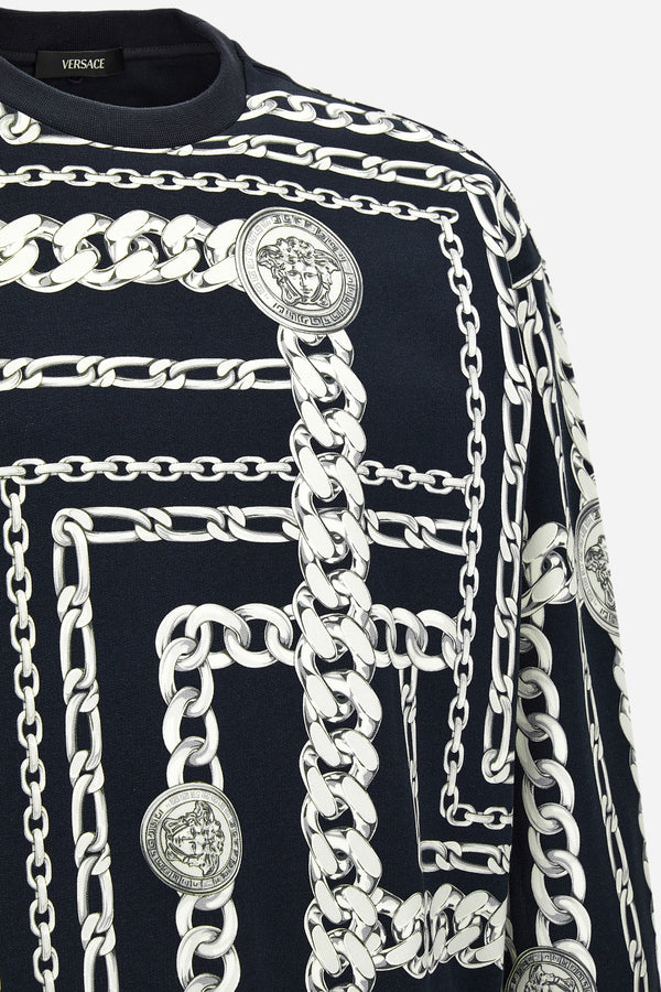 Sweatshirt In Cotton Fabric Medusa Chain Allover Print