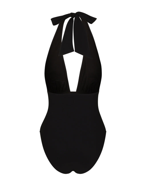 ONE-PIECE SWIMSUIT WITH PLUNGING NECKLINE AND DGVIB3 PRINT
