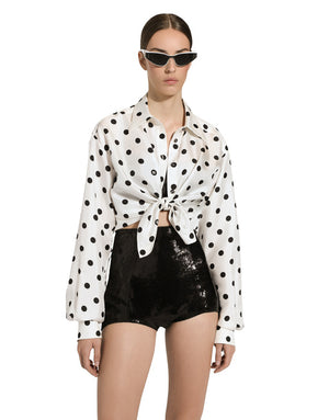 SILK TWILL SHIRT WITH POLKA DOT PRINT