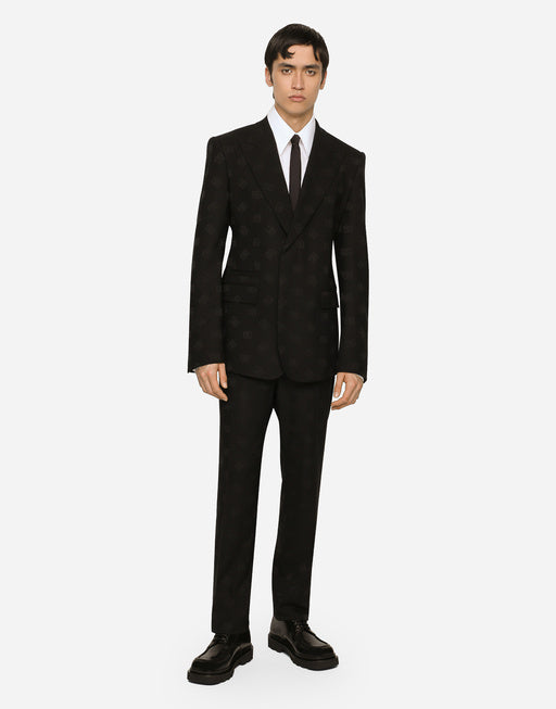 SINGLE-BREASTED WOOL SICILIA-FIT JACKET WITH JACQUARD DG DETAILING