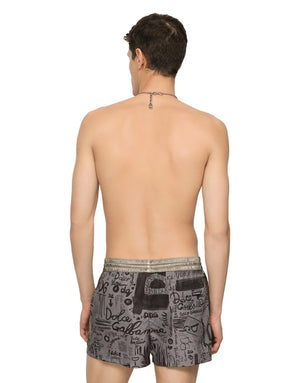 SHORT SWIM TRUNKS WITH LOGO PRINT