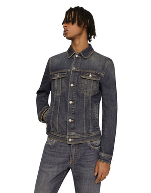 STRETCH LIGHT BLUE WASH DENIM JACKET