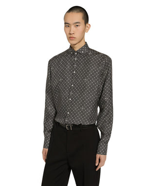 SILK MARTINI-FIT SHIRT WITH TIE PRINT