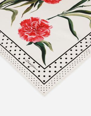 TWILL SCARF WITH YELLOW ROSE PRINT (90 X 90)