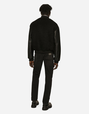 SLIM STRETCH DENIM JEANS WITH SMALL ABRASIONS