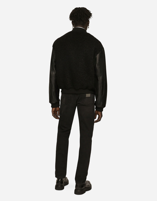 SLIM STRETCH DENIM JEANS WITH SMALL ABRASIONS