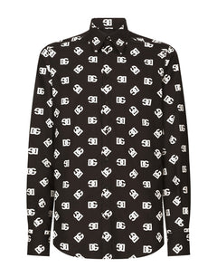 COTTON MARTINI-FIT SHIRT WITH DG MONOGRAM PRINT
