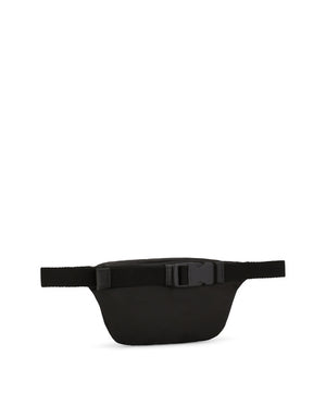 DOLCE & GABBANA WAIST BAG IN SOLID-COLOURED LEATHER AND NYLON