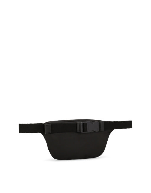DOLCE & GABBANA WAIST BAG IN SOLID-COLOURED LEATHER AND NYLON