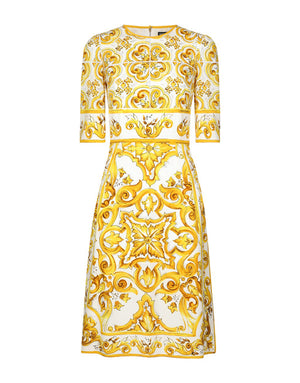 MIDI DRESS IN MAIOLICA PRINT CHARMEUSE