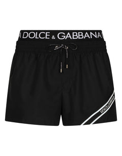 SHORT SWIM TRUNKS WITH BRANDED BAND