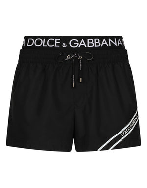 SHORT SWIM TRUNKS WITH BRANDED BAND