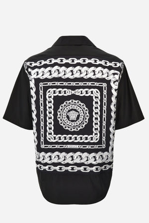 Informal Shirt In Cotton Poplin-Silk Twill Medusa Chain Print And Versace Stamp Embroidery