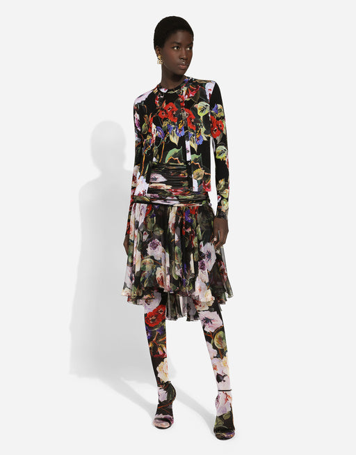 SILK CARDIGAN WITH ROSE GARDEN PRINT
