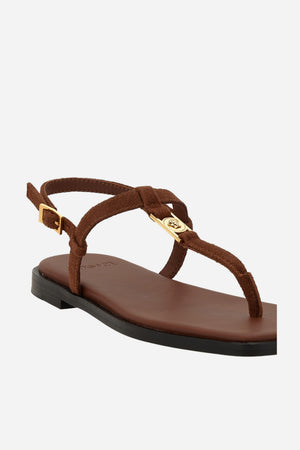 Medusa Lock Sandal  In Suede-Enamel Hw