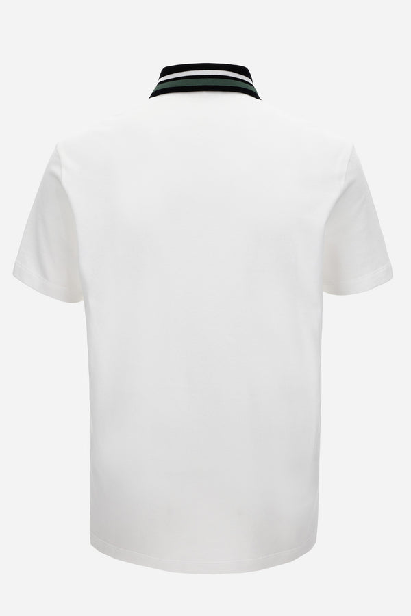 Polo In Cotton Piquet + Versace Milano Embroidery