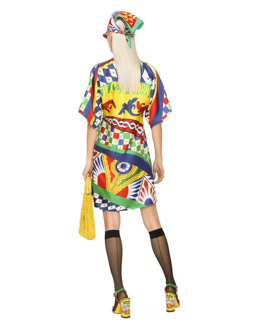 SHORT CARRETTO-PRINT TWILL DRESS
