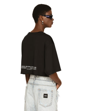 CROPPED SHORT-SLEEVED COTTON JERSEY T-SHIRT WITH ROUND NECK DGVIB3