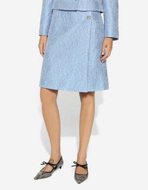 FLORAL JACQUARD MATELASSÉ MIDI SKIRT WITH DG LOGO