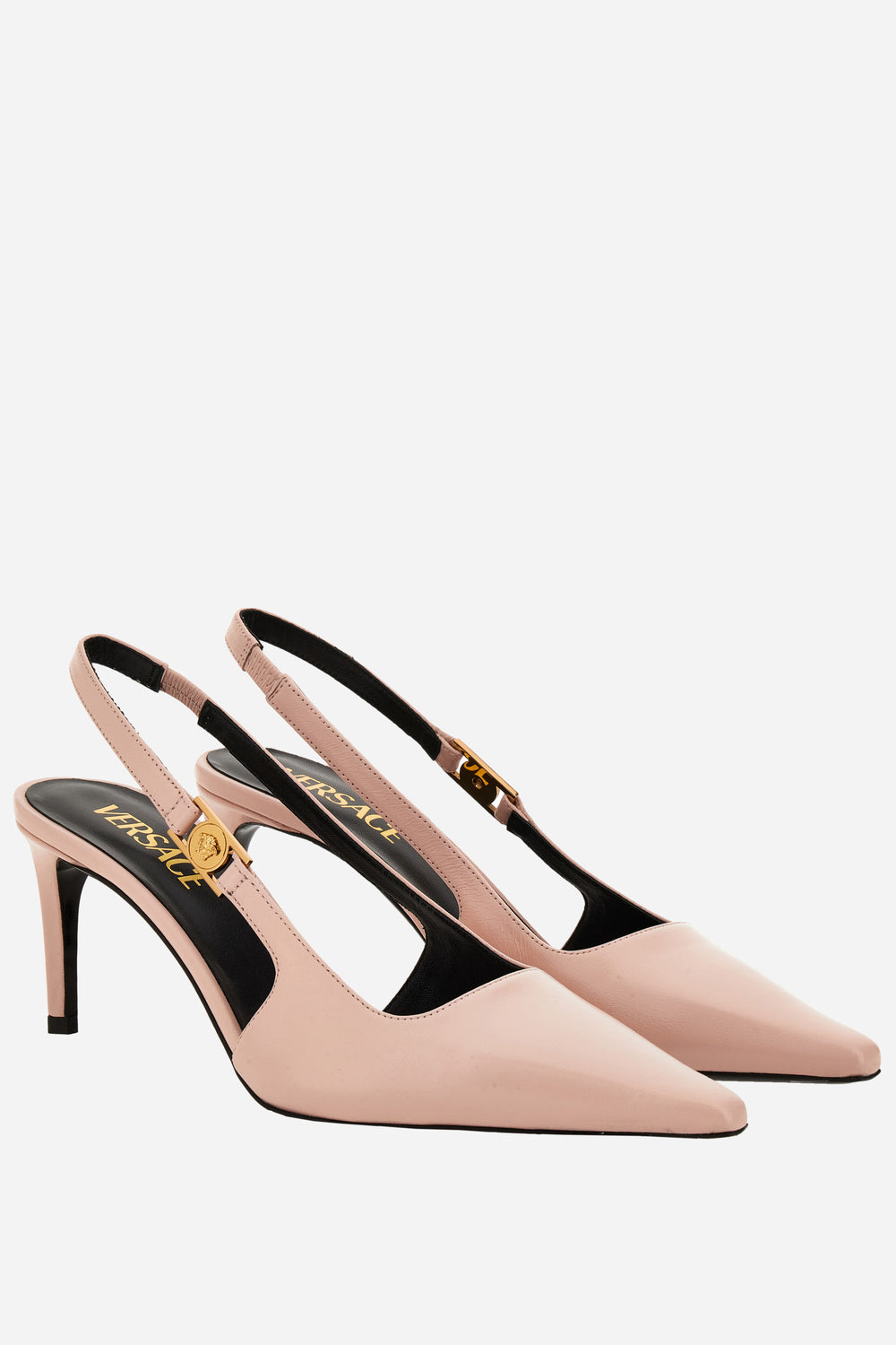Medusa Lock Sling Back  In Shiny Calf Leather-Metal Hardware