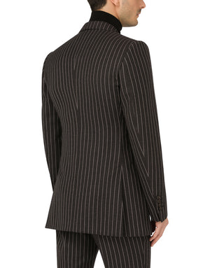 DOUBLE-BREASTED PINSTRIPE WOOL BEAT-FIT JACKET