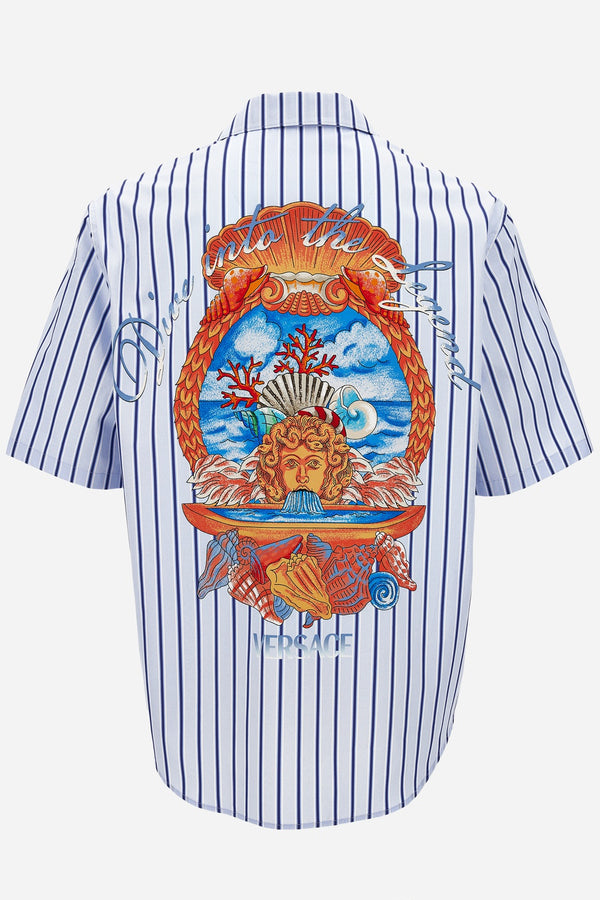 Informal Shirt In Cotton Poplin Fountain Crest Stripes Print