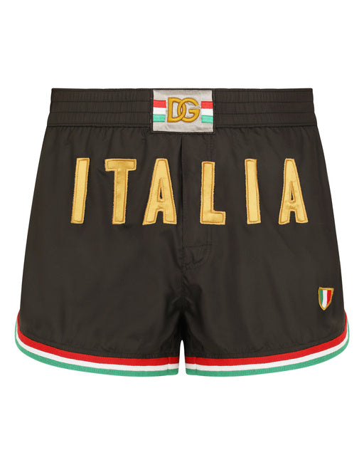 SHORT SWIM SHORTS WITH ITALY DG PATCH