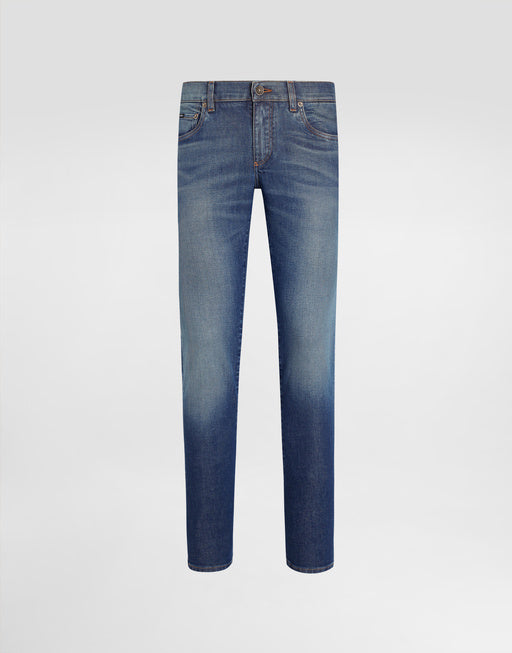 SKINNY JEANS IN STRETCH COTTON WITH LOGO EMBROIDERY