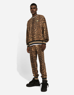 CRESPO LEO PRINTED CREWNECK SWEATSHIRT WITH PLAQUE