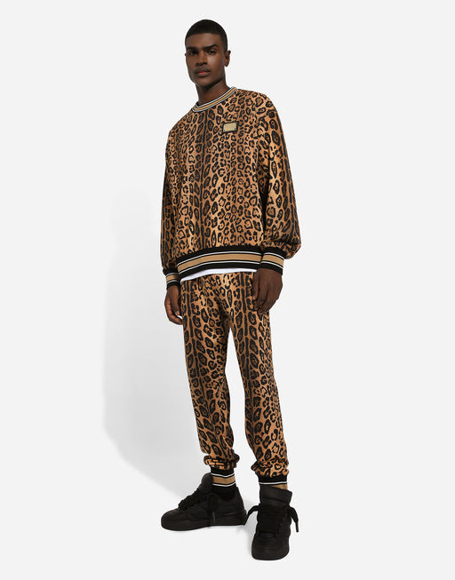 CRESPO LEO PRINTED CREWNECK SWEATSHIRT WITH PLAQUE