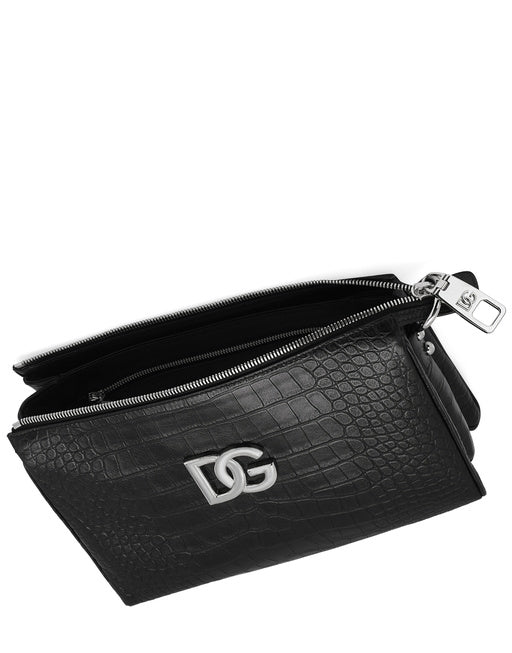 MEDIUM TRIS BAG IN CROCODILE-PRINT CALFSKIN