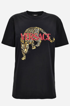 T-Shirt In Jersey Fabric + Leopard Print