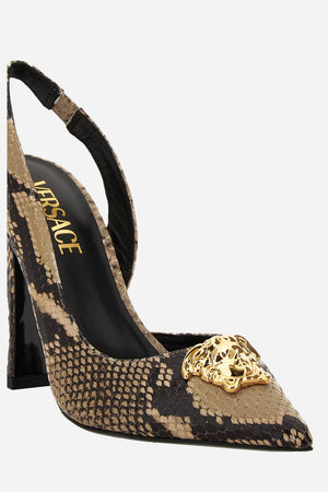 La Medusa Sling Back  In Printed Python Calf Leather