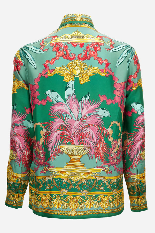 Informal Shirt In Barocco Palm Print Silk Fabric