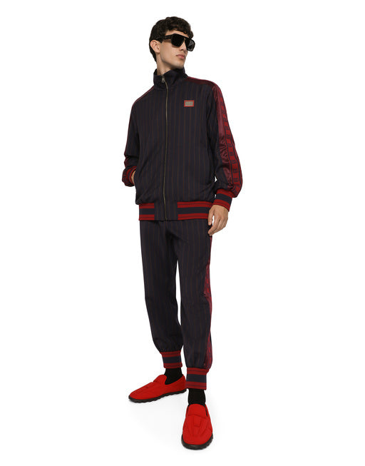 PINSTRIPE WOOL JACKET WITH BRANDED TAG