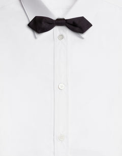 DOLCE & GABBANA BOW TIE IN NATURAL WHITE PURE SILK GROS GRAIN