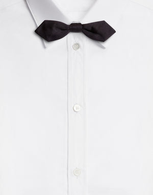 DOLCE & GABBANA BOW TIE IN NATURAL WHITE PURE SILK GROS GRAIN
