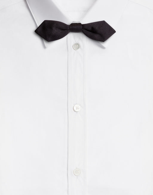DOLCE & GABBANA BOW TIE IN NATURAL WHITE PURE SILK GROS GRAIN