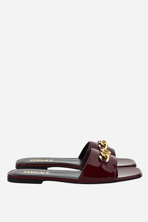 Icon Chain Flat Sandal  In Patent Leather