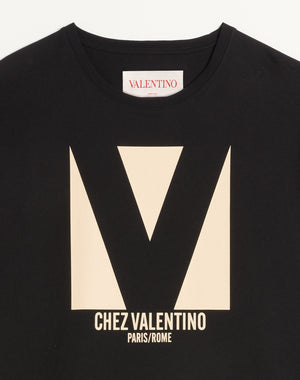 T-Shirt In Cotone Con Stampa Chez Valentino