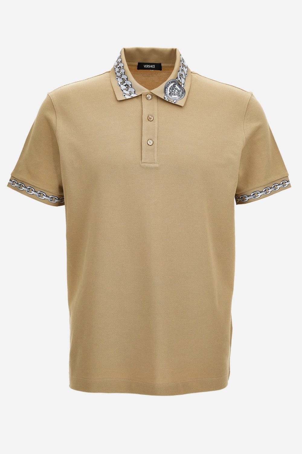 Polo In Piquet Fabric-Chain Print