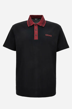 Polo In Piquet Fabric - Greek Key Collar