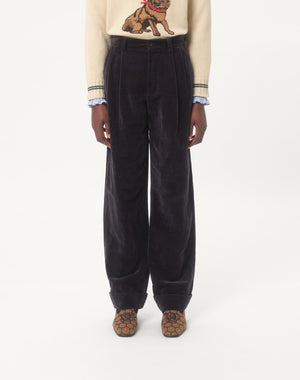 Pantalone In Velluto Di Cotone E Lino Lavato