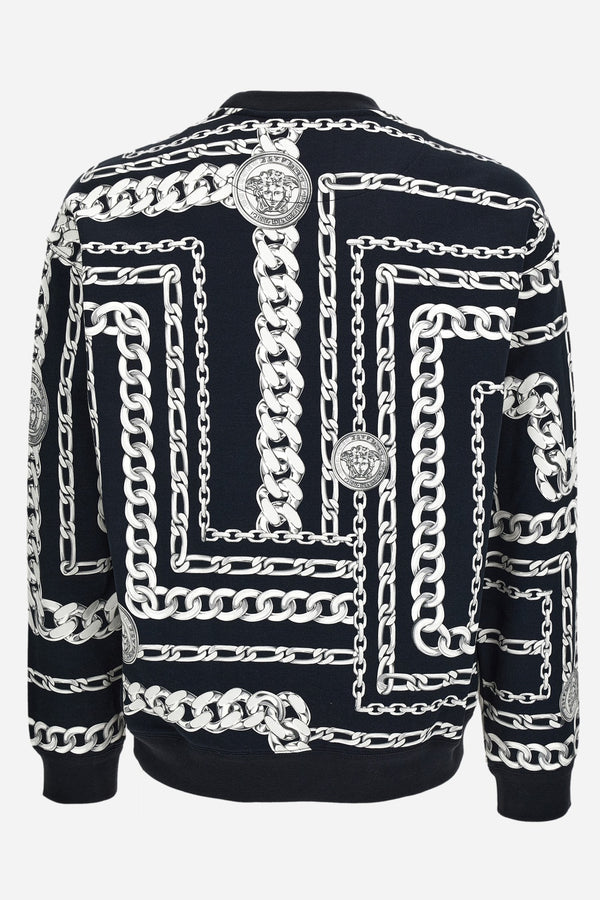 Sweatshirt In Cotton Fabric Medusa Chain Allover Print