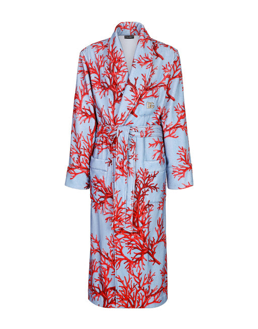 CORAL-PRINT COTTON BATHROBE